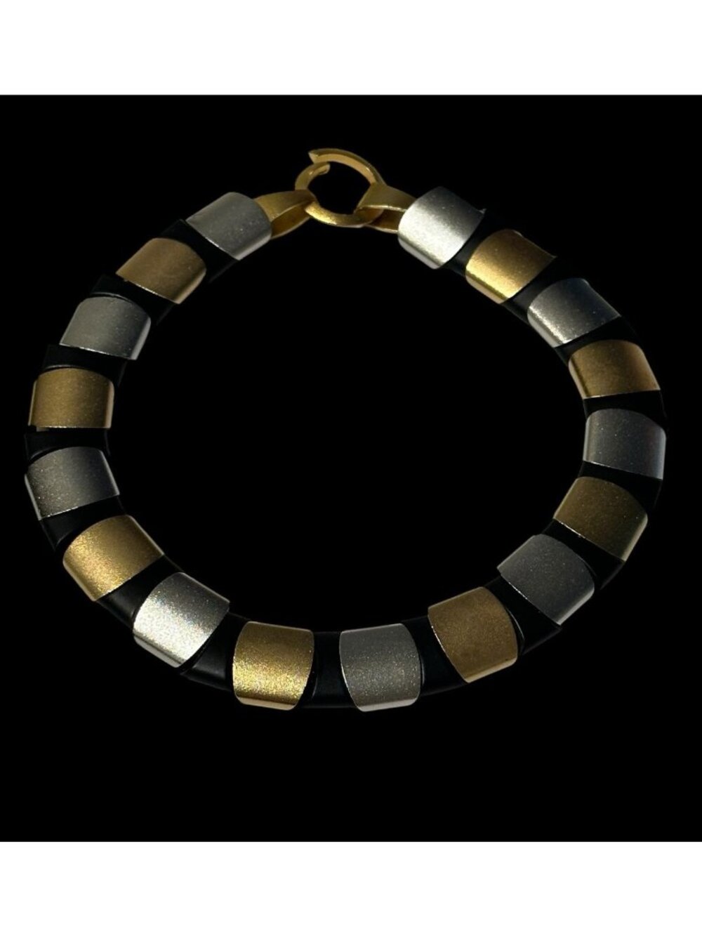 Erica Zap Necklace 18k Gold Rhodium Black Resin Reversible Round Collar
